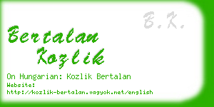 bertalan kozlik business card